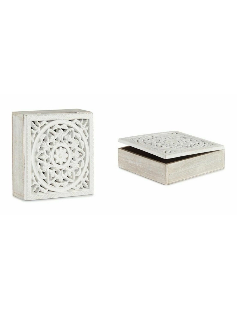 imagem de Caixa Decorativa Branco Madeira 22 x 7,5 x 22 cm (4 Unidades)3