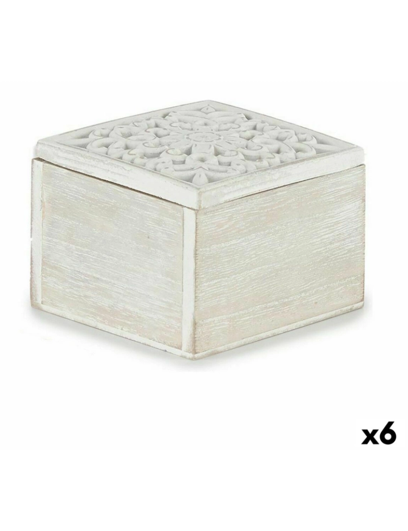 Gift Decor - Caixa Decorativa Branco Madeira 11,5 x 8 x 11,5 cm (6 Unidades)