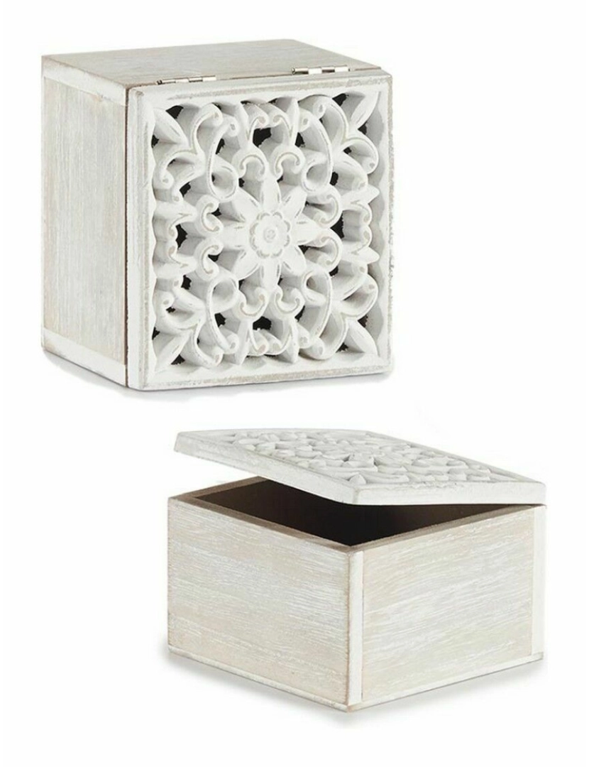 imagem de Caixa Decorativa Branco Madeira 11,5 x 8 x 11,5 cm (6 Unidades)3
