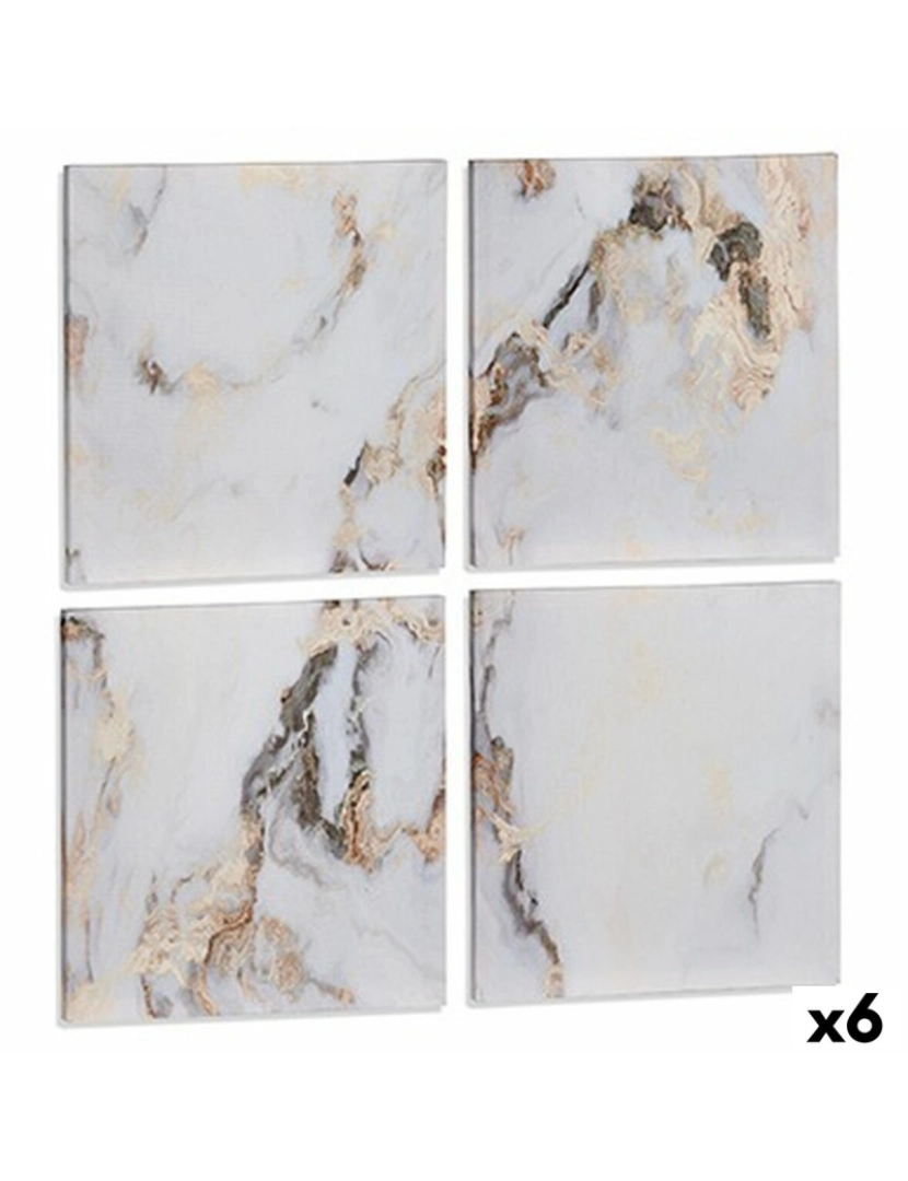 imagem de Conjunto de 4 quadros Tela Mármore Branco 35 x 7 x 35 cm (6 Unidades)1