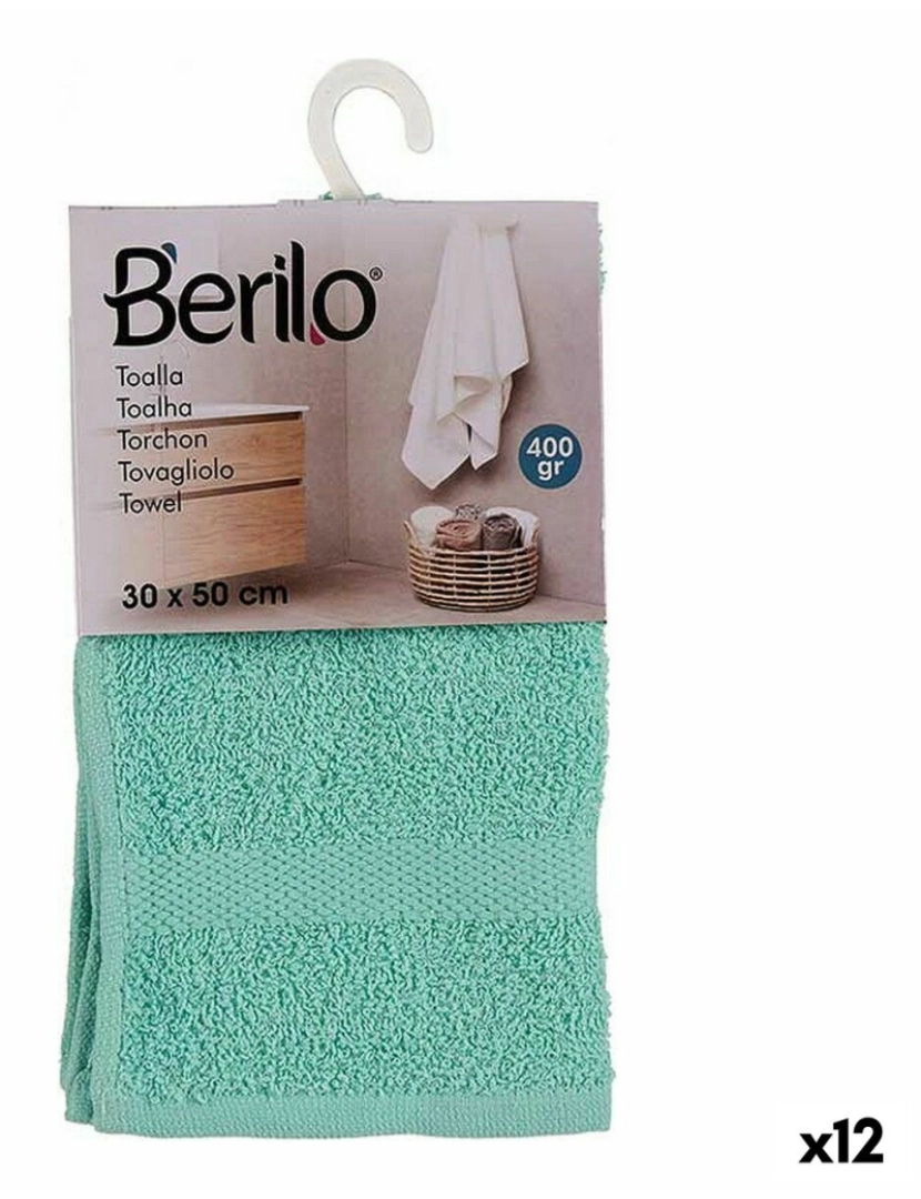 Berilo - Toalha de banho 30 x 0,5 x 50 cm Turquesa (12 Unidades)
