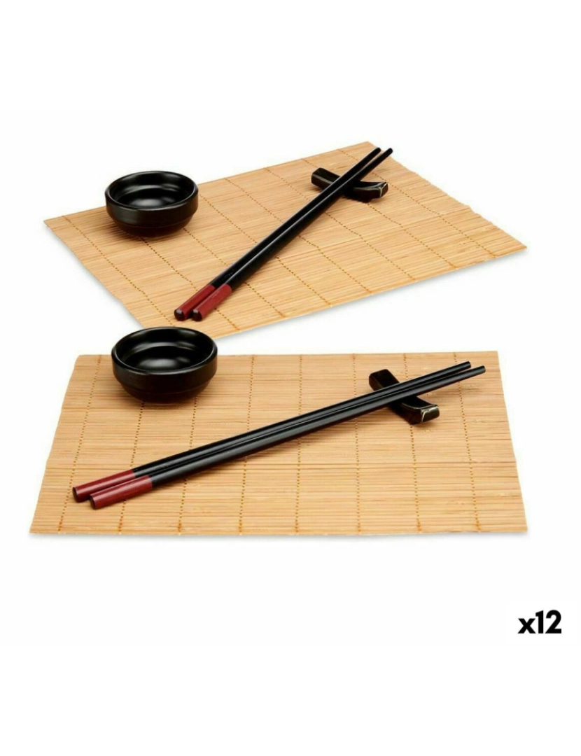 Kinvara - Conjunto de sushi Preto Bambu Grés (12 Unidades)