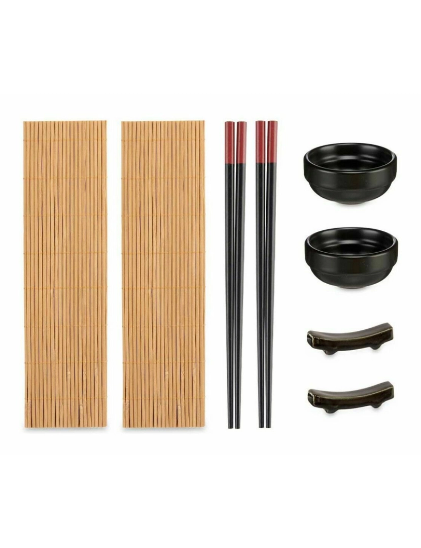 imagem de Conjunto de sushi Preto Bambu Grés (12 Unidades)3