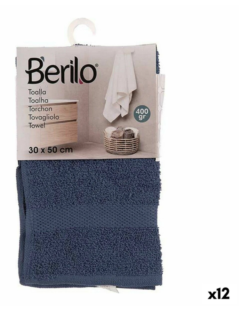 Berilo - Toalha de banho 30 x 0,5 x 50 cm Azul (12 Unidades)