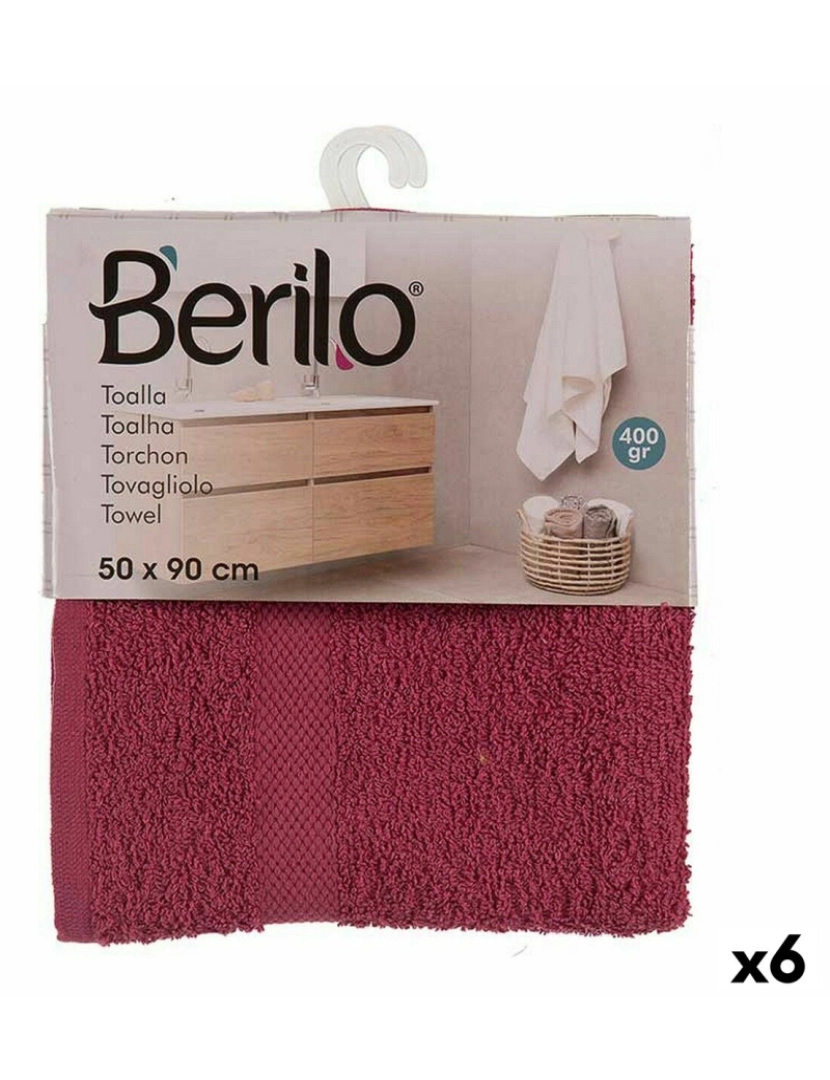 Berilo - Toalha de banho 50 x 0,5 x 90 cm Grená (6 Unidades)