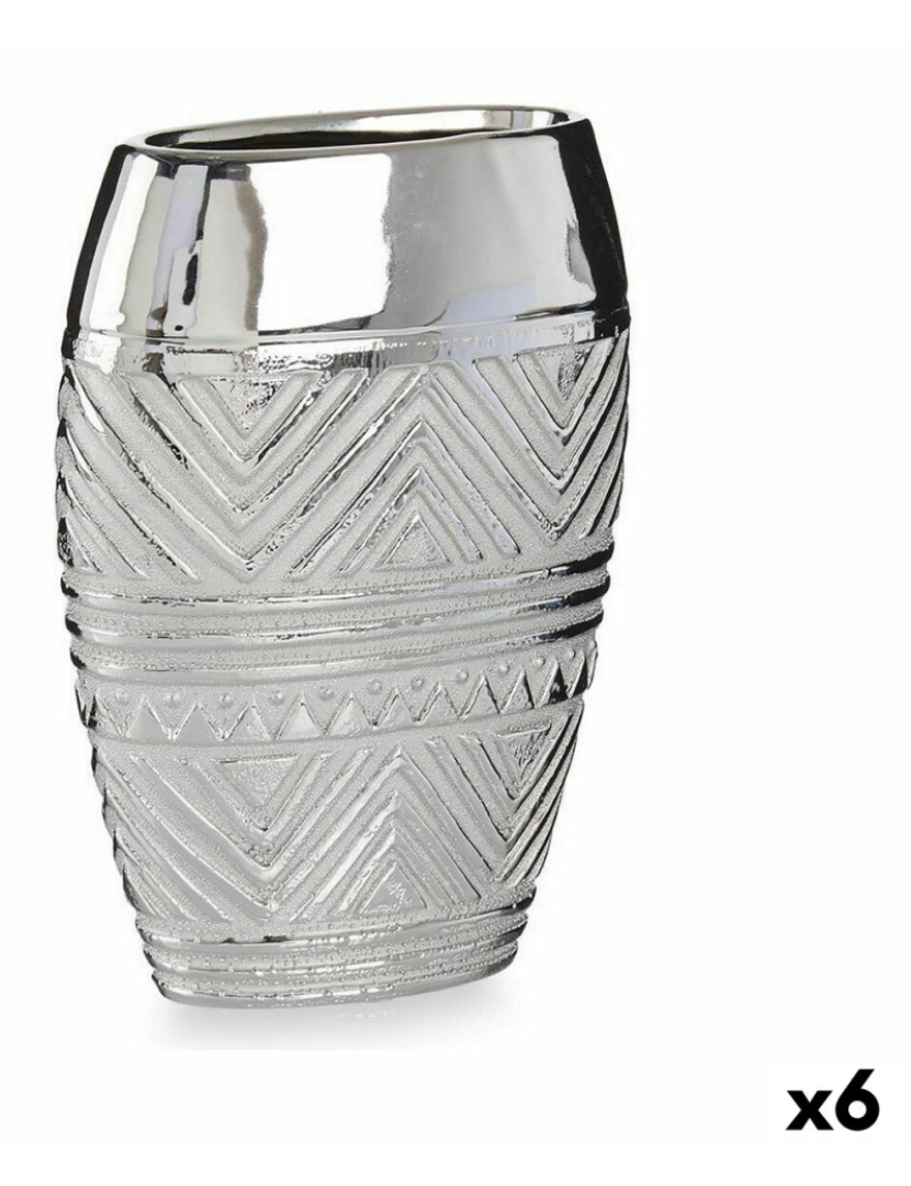 Gift Decor - Vaso Largura do produto Prateado Cerâmica 9,5 x 26,5 x 19,5 cm (6 Unidades)