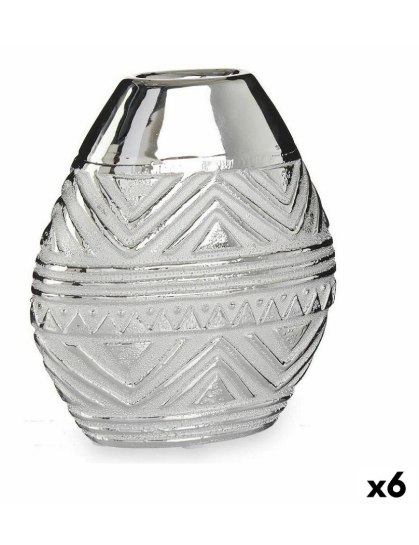 imagem de Vaso Largura do produto Prateado Cerâmica 8 x 19,5 x 17,5 cm (6 Unidades)1