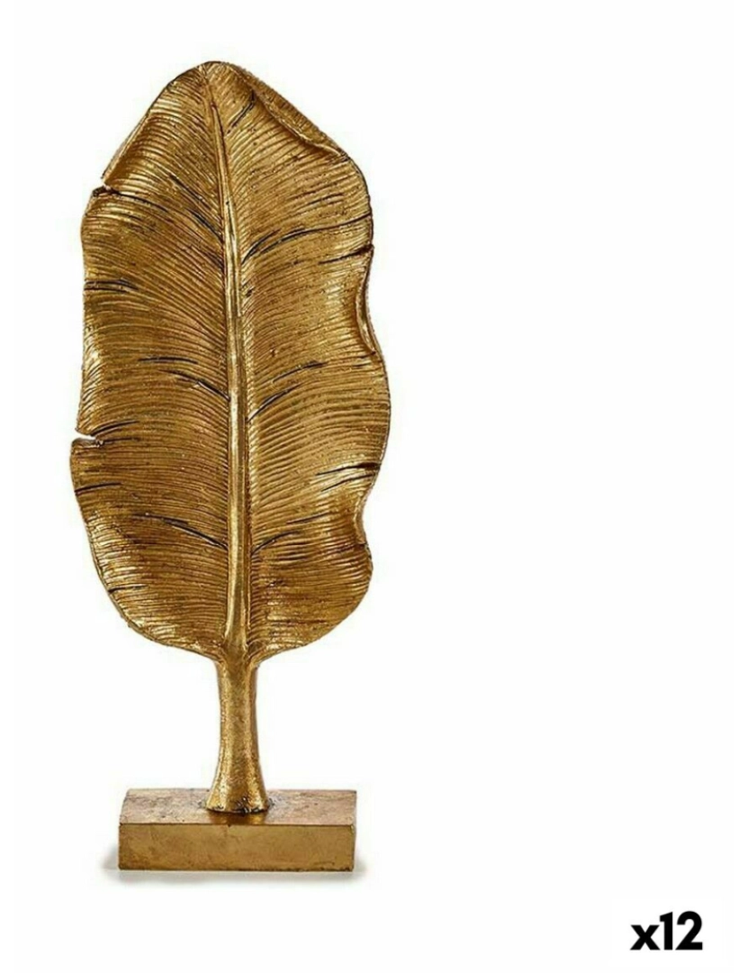 imagem de Figura Decorativa Folha de planta Dourado 6,5 x 33,3 x 10 cm (12 Unidades)1