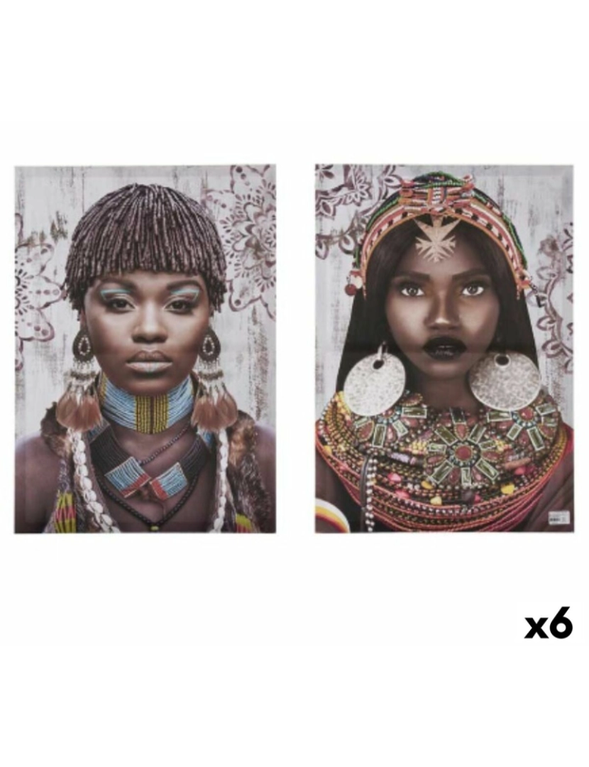 imagem de Conjunto de 2 quadros Tela Africana 70 x 50 x 1,5 cm (6 Unidades)1