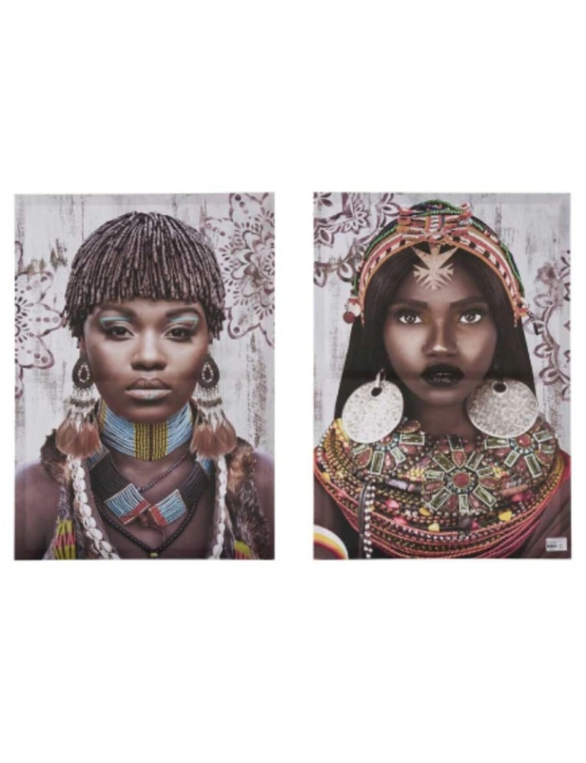 imagem de Conjunto de 2 quadros Tela Africana 70 x 50 x 1,5 cm (6 Unidades)2
