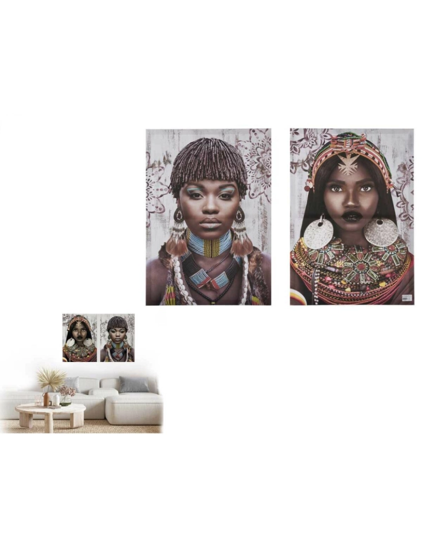 imagem de Conjunto de 2 quadros Tela Africana 70 x 50 x 1,5 cm (6 Unidades)3