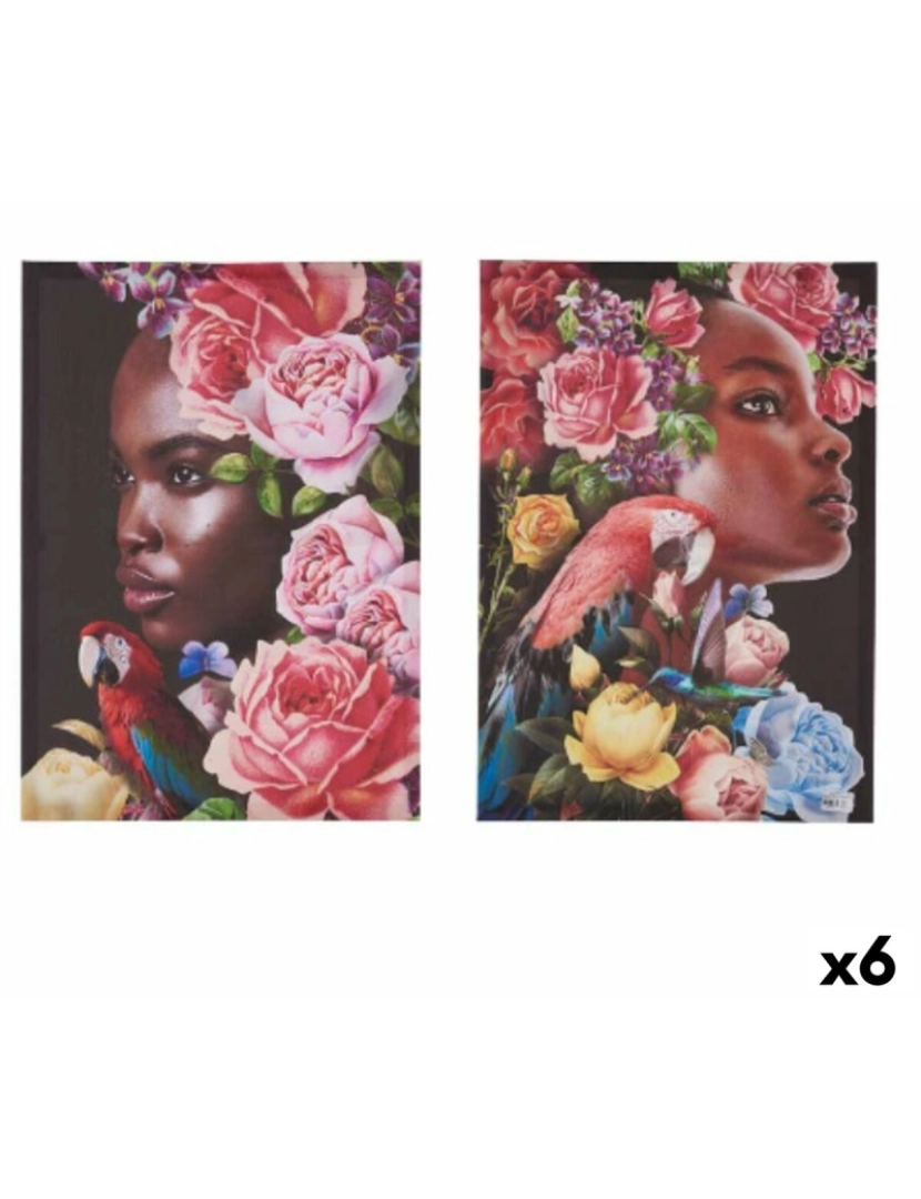 Gift Decor - Conjunto de 2 quadros Tela Mulher Tropical 70 x 50 x 1,5 cm (6 Unidades)