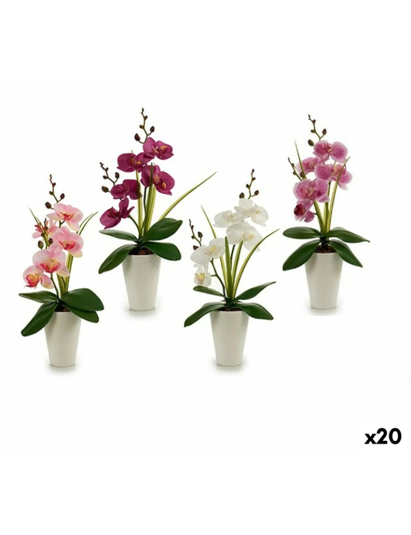 Ibergarden - Flor Decorativa Orquídea Plástico 14 x 35 x 8 cm (12 Unidades)