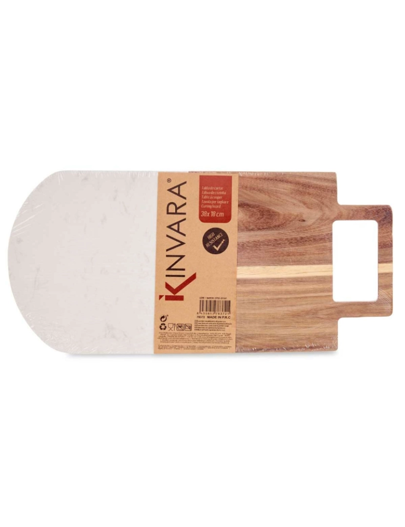 imagem de Tábua de corte Branco Mármore Acácia 18 x 1,5 x 38 cm (8 Unidades)3
