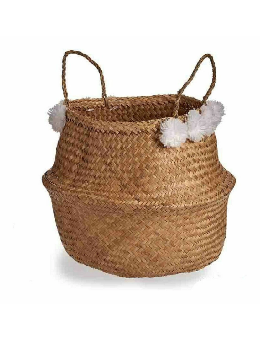 imagem de Cesta Decorativa Pompons Branco Natural Junco 8 L 32 x 30 x 32 cm (8 Unidades)2