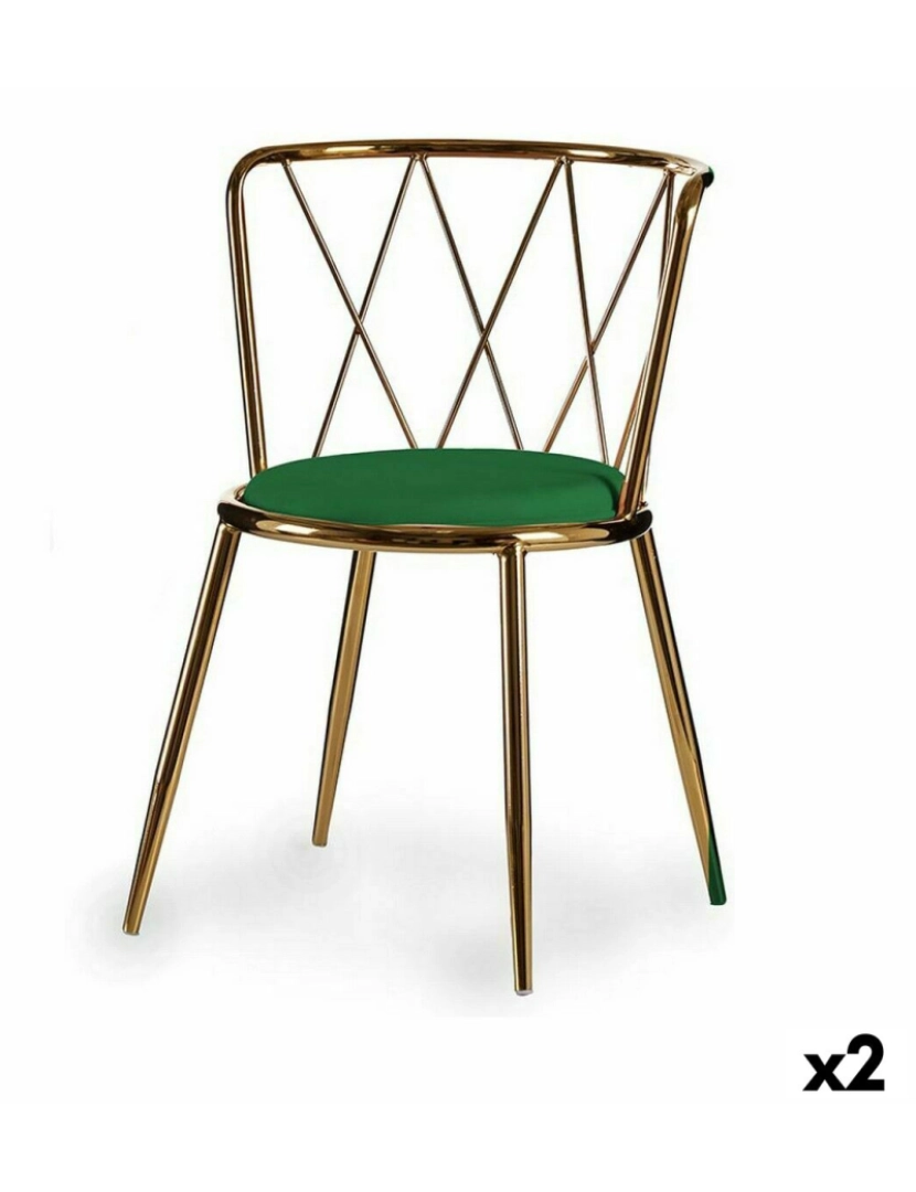 Gift Decor - Cadeira Losangos Verde Dourado 50,5 x 73 x 51 cm (2 Unidades)