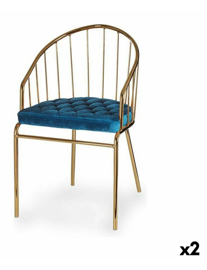 Gift Decor - Cadeira Barras Azul Dourado 51 x 81 x 52 cm (2 Unidades)