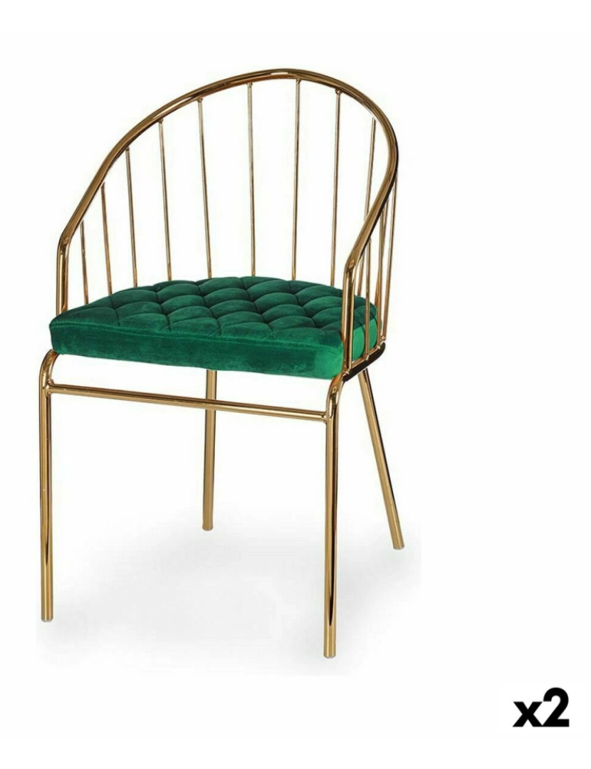 Gift Decor - Cadeira Barras Verde Dourado 51 x 81 x 52 cm (2 Unidades)