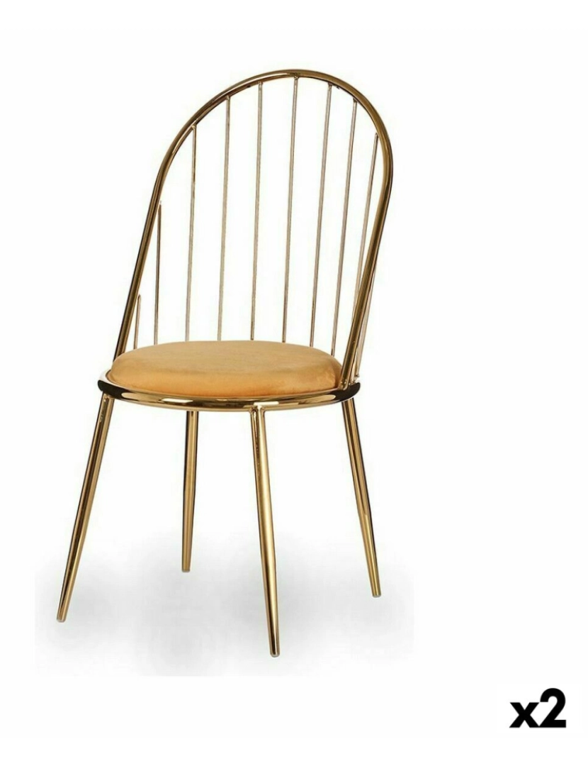 Gift Decor - Cadeira Barras Dourado Mostarda 48 x 95,5 x 48 cm (2 Unidades)