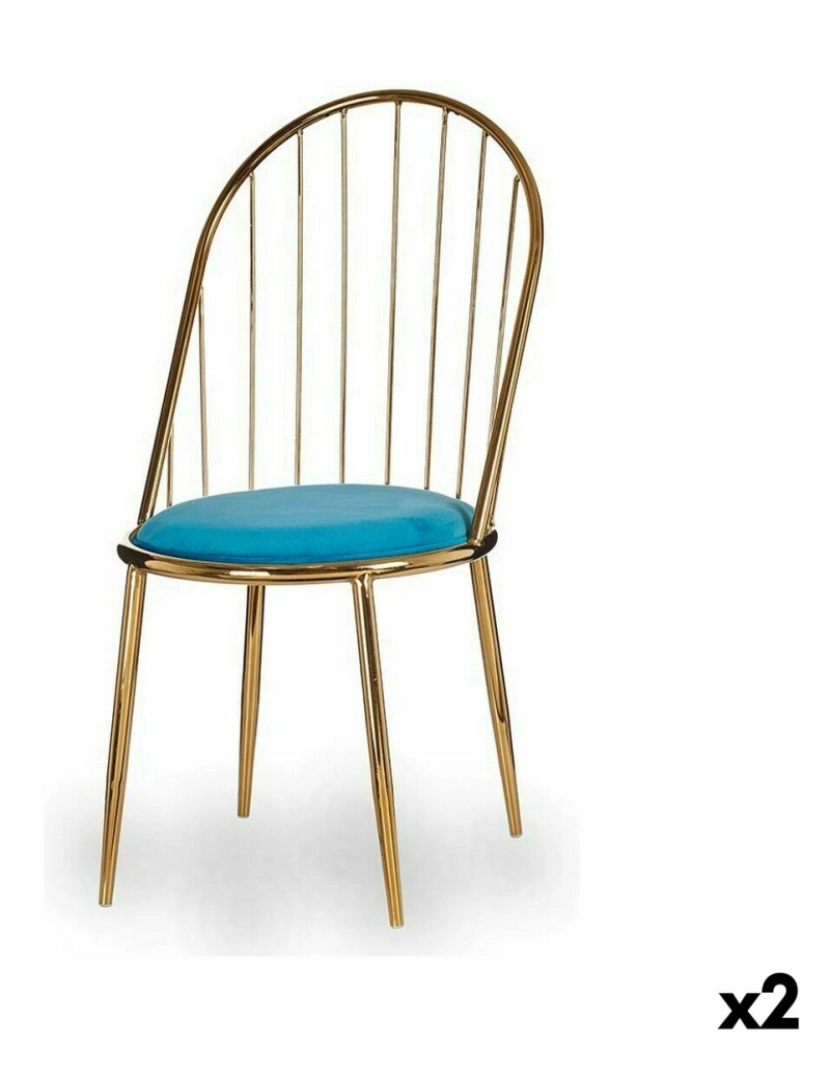 Gift Decor - Cadeira Barras Azul Dourado 48 x 95,5 x 48 cm (2 Unidades)