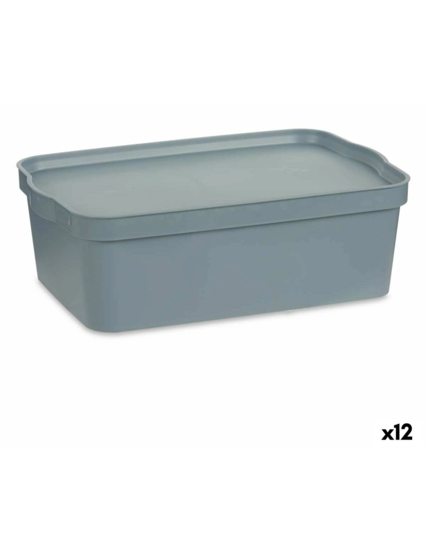 Kipit - Caixa de Armazenagem com Tampa Cinzento Plástico 14 L 29,5 x 14,3 x 45 cm (12 Unidades)
