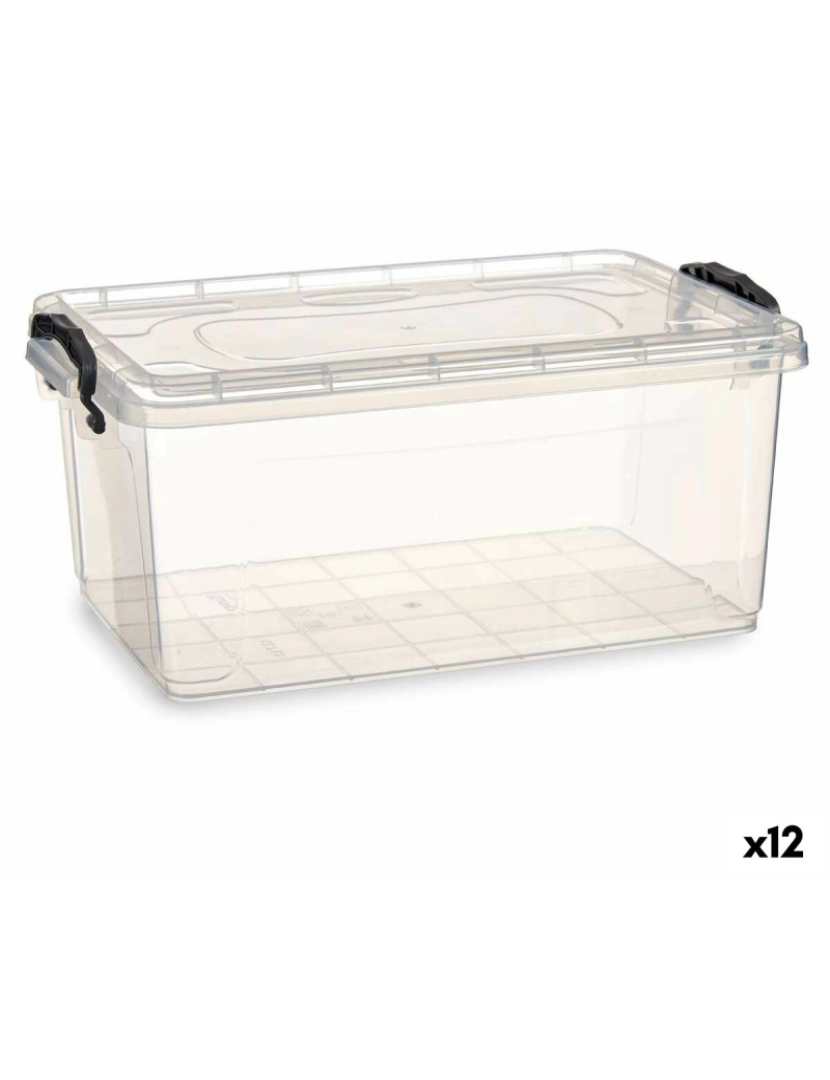 Kipit - Caixa de Armazenagem com Tampa Transparente Plástico 13,7 L 27,5 x 18 x 42,5 cm (12 Unidades)
