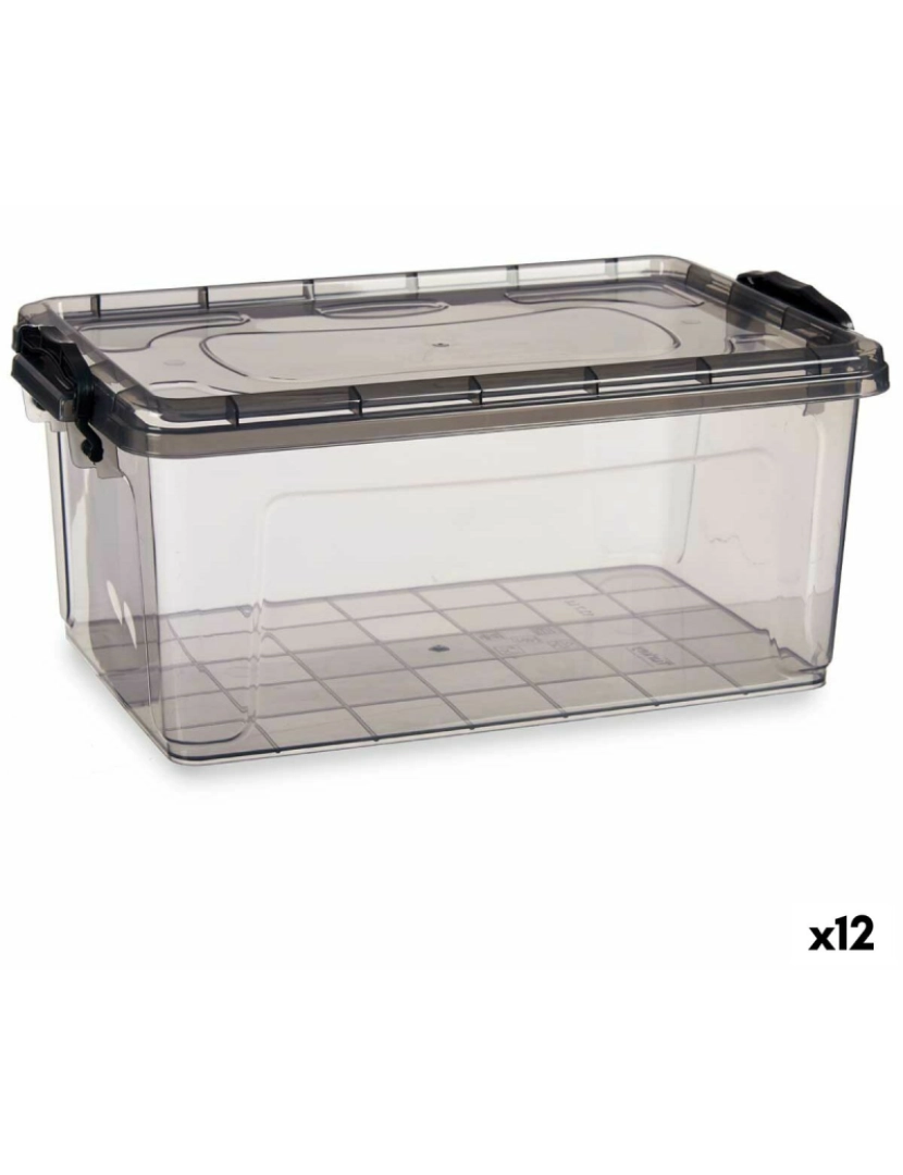 Kipit - Caixa de Armazenagem com Tampa Antracite Plástico 13,7 L 27,5 x 18 x 42,5 cm (12 Unidades)