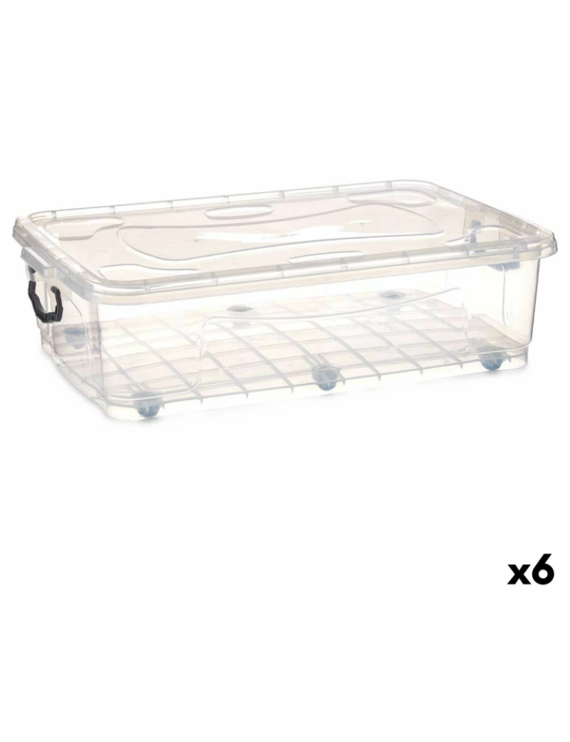 Kipit - Caixa de Armazenamento com Rodas Transparente Plástico 40 L 46,5 x 20 x 72,2 cm (6 Unidades)