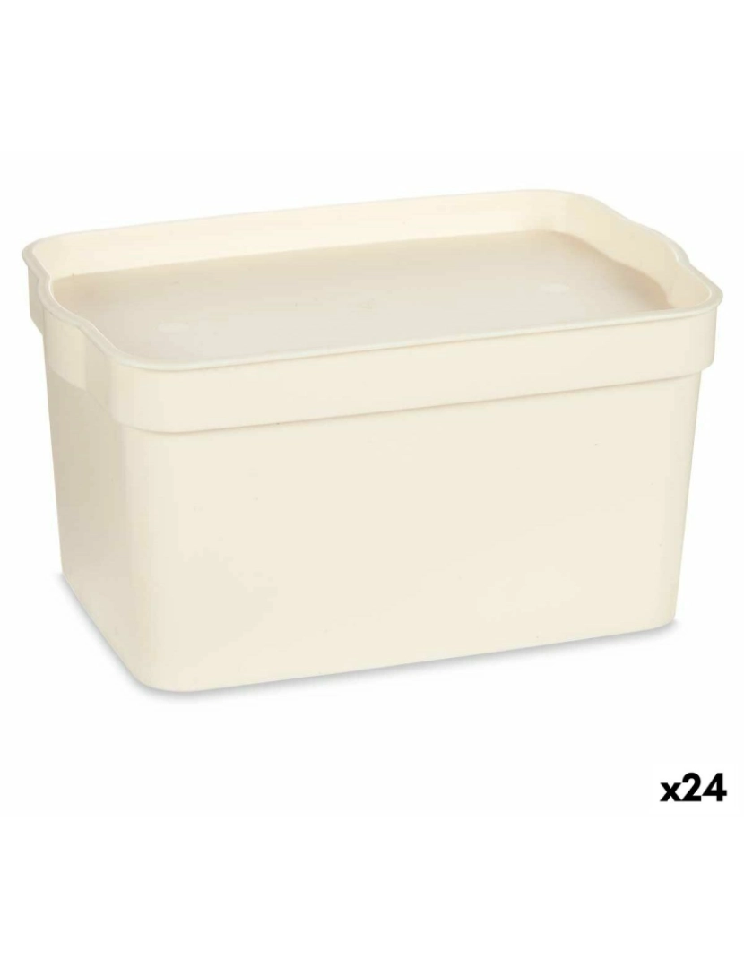 Kipit - Caixa de Armazenagem com Tampa Creme Plástico 2,3 L 13,5 x 11 x 20 cm (24 Unidades)