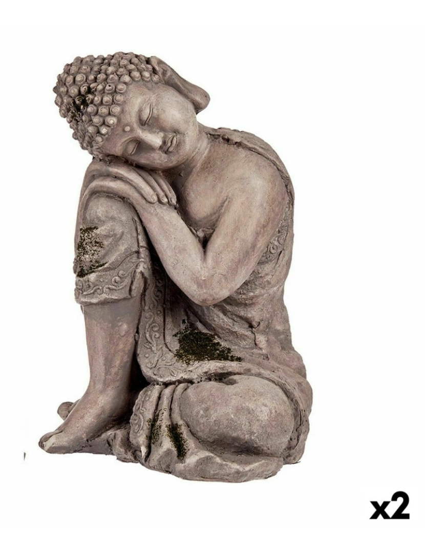 Ibergarden - Figura Decorativa para Jardim Buda Poliresina 23 x 34 x 28 cm (2 Unidades)