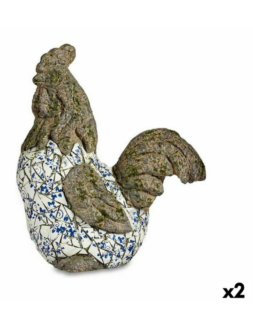 Ibergarden - Figura Decorativa para Jardim Galo Poliresina 22,5 x 46 x 41,5 cm (2 Unidades)
