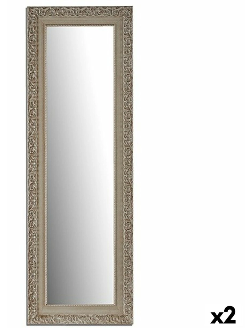 Gift Decor - Espelho de parede Branco Madeira Vidro 45,5 x 136 x 1,5 cm (2 Unidades)