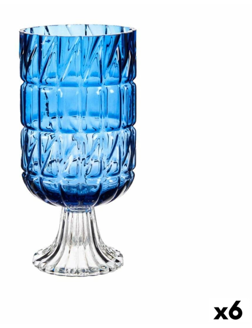 Gift Decor - Vaso Lapidado Azul Cristal 13 x 26,5 x 13 cm (6 Unidades)