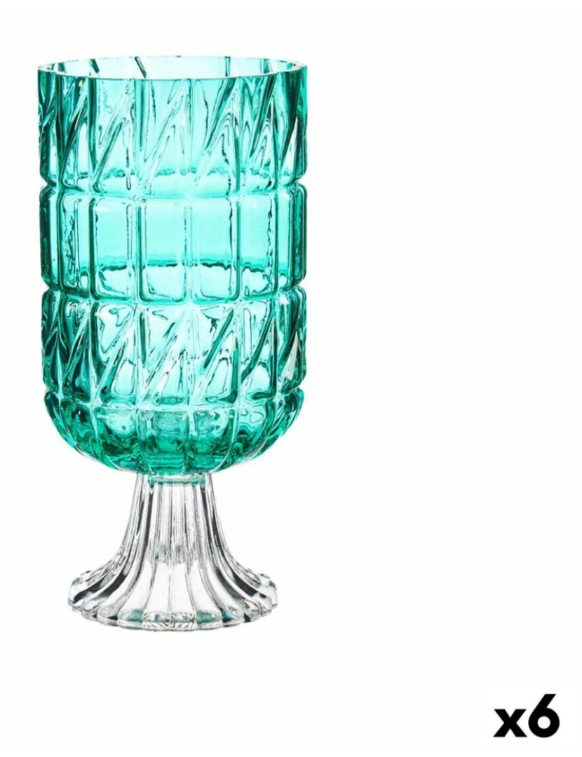 Gift Decor - Vaso Lapidado Turquesa Cristal 13 x 26,5 x 13 cm (6 Unidades)