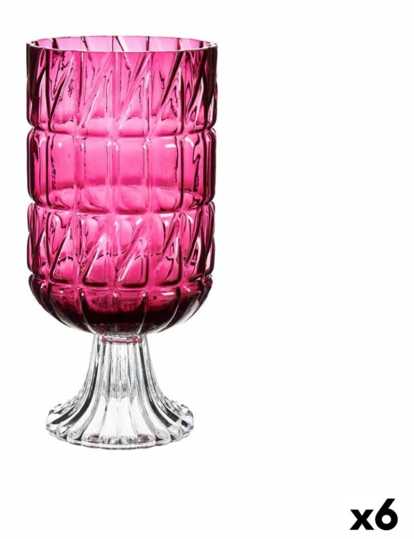 Gift Decor - Vaso Lapidado Rosa-escuro Cristal 13 x 26,5 x 13 cm (6 Unidades)