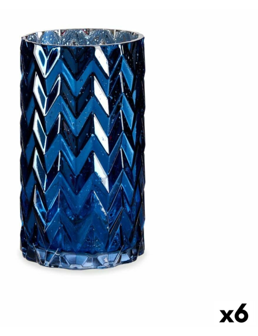 Gift Decor - Vaso Lapidado Espiga Azul Cristal 11,3 x 19,5 x 11,3 cm (6 Unidades)