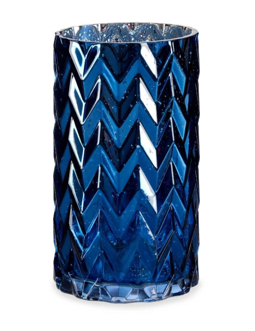 imagem de Vaso Lapidado Espiga Azul Cristal 11,3 x 19,5 x 11,3 cm (6 Unidades)2