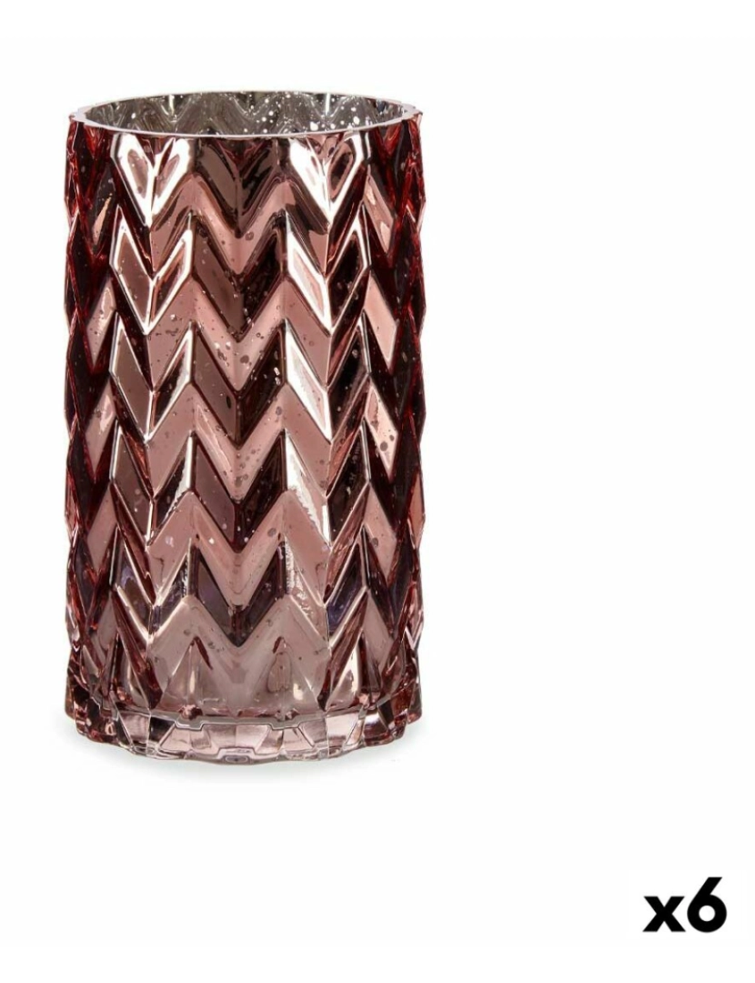 Gift Decor - Vaso Lapidado Espiga Cor de Rosa Cristal 11,3 x 19,5 x 11,3 cm (6 Unidades)