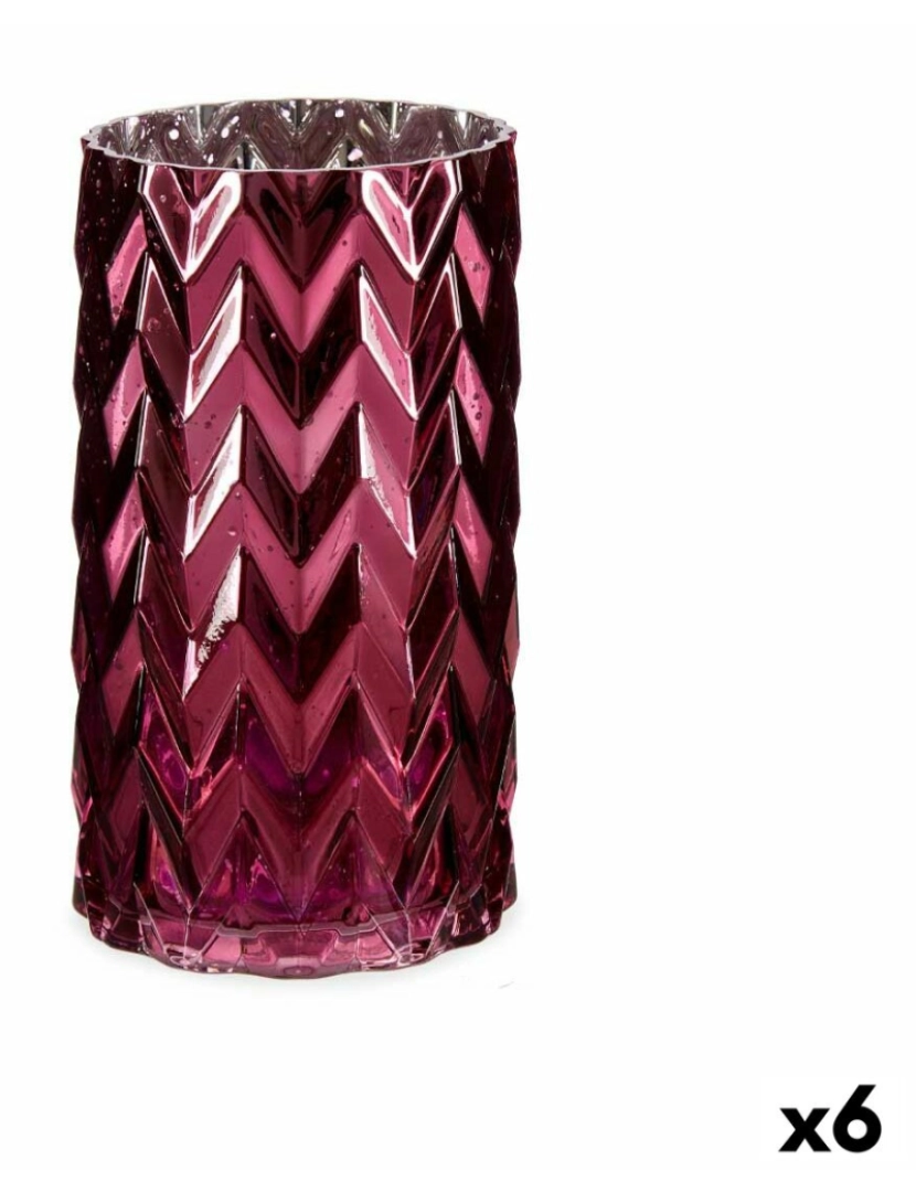 Gift Decor - Vaso Lapidado Espiga Cor de Rosa Cristal 11,3 x 19,5 x 11,3 cm (6 Unidades)