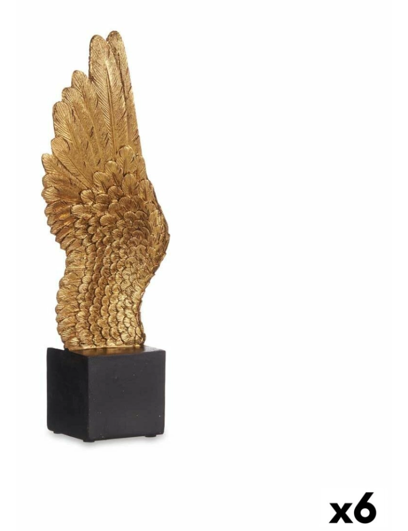 Gift Decor - Figura Decorativa Asas Preto Dourado 8 x 33,5 x 13 cm (6 Unidades)