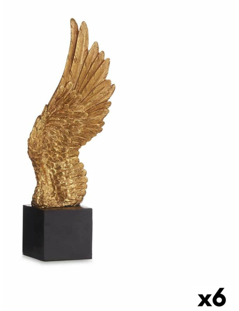 Gift Decor - Figura Decorativa Asas Preto Dourado 8 x 33,5 x 13,5 cm (6 Unidades)