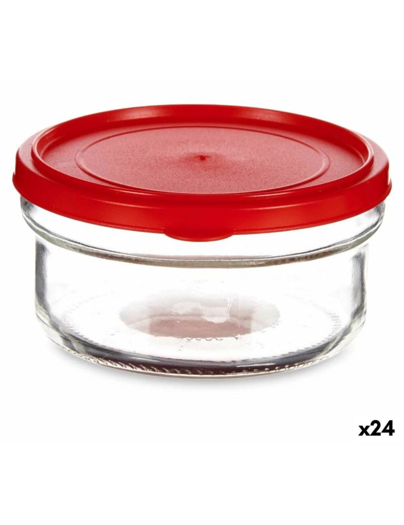 Vivalto - Lancheira Redonda com Tampa Vermelho Plástico 415 ml 12 x 6 x 12 cm (24 Unidades)