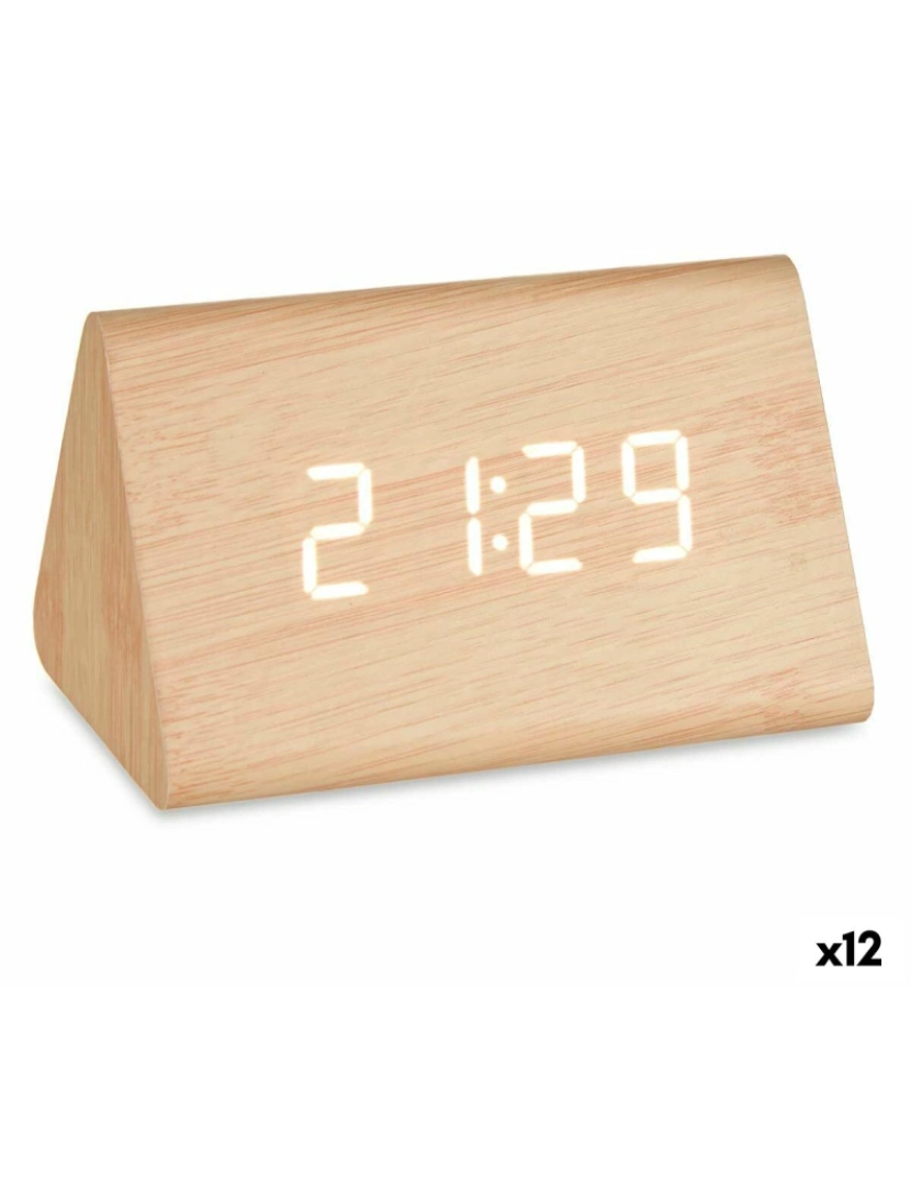 Gift Decor - Relógio Digital de Mesa Castanho PVC Madeira MDF 11,7 x 7,5 x 8 cm (12 Unidades)
