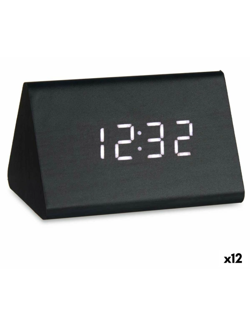 imagem de Relógio Digital de Mesa Preto PVC Madeira MDF 11,7 x 7,5 x 8 cm (12 Unidades)1