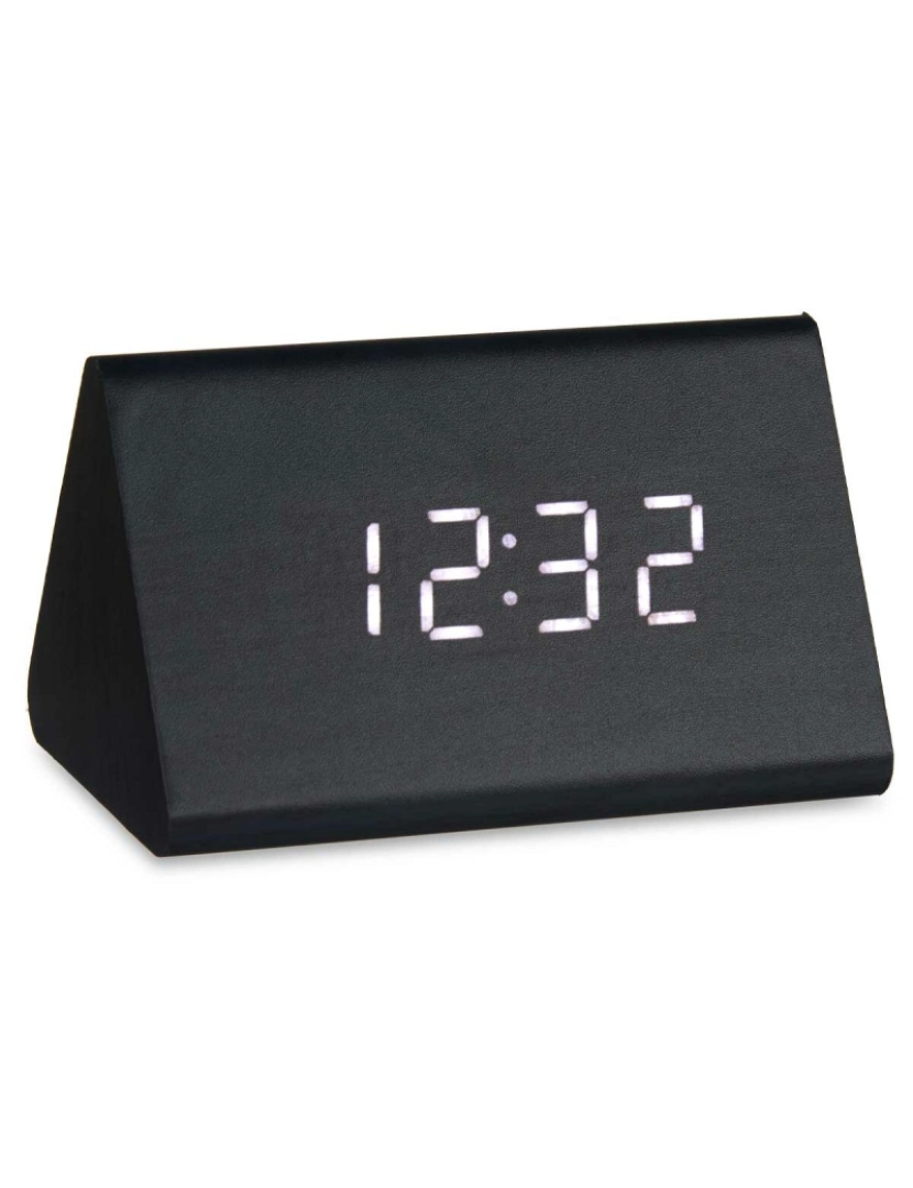 imagem de Relógio Digital de Mesa Preto PVC Madeira MDF 11,7 x 7,5 x 8 cm (12 Unidades)2