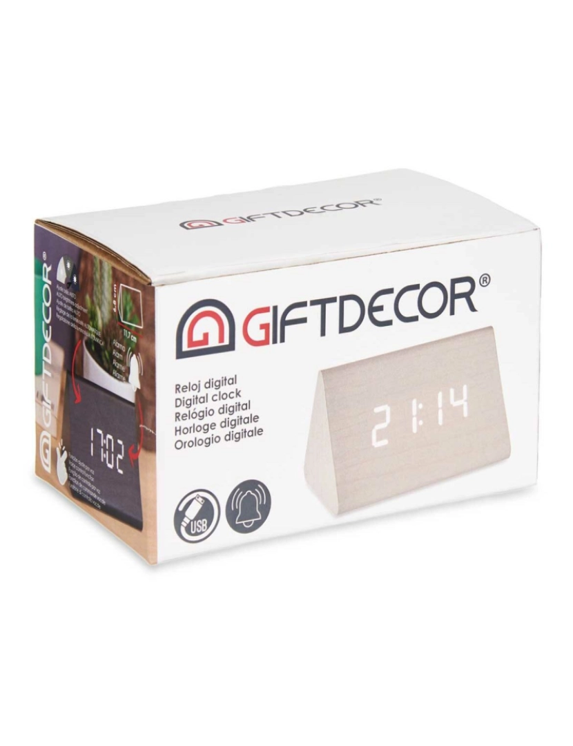 imagem de Relógio Digital de Mesa Branco PVC Madeira MDF 11,7 x 7,5 x 8 cm (12 Unidades)3