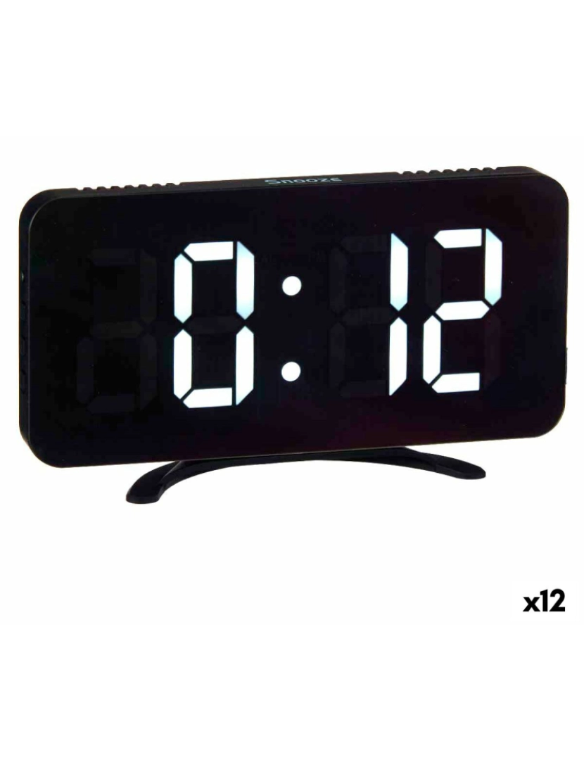 imagem de Relógio Digital de Mesa Preto ABS 15,7 x 7,7 x 1,5 cm (12 Unidades)1