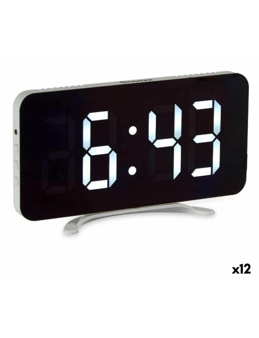 Gift Decor - Relógio Digital de Mesa Branco ABS 15,7 x 7,7 x 1,5 cm (12 Unidades)