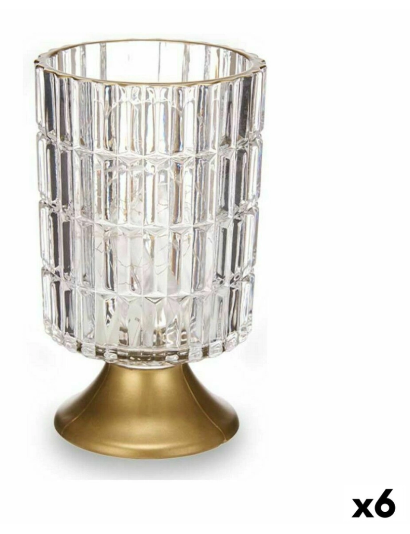 Gift Decor - Lanterna LED Transparente Dourado Vidro 10,7 x 18 x 10,7 cm (6 Unidades)