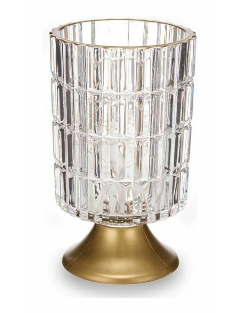 imagem de Lanterna LED Transparente Dourado Vidro 10,7 x 18 x 10,7 cm (6 Unidades)2